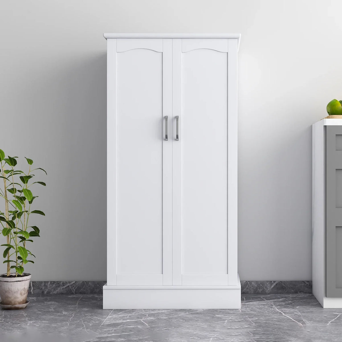 2026 New47 Kitchen Pantry Cabinet, White Buffet Cupboards Sideboard with Doors & Adjustable Shelves, Kitchen
