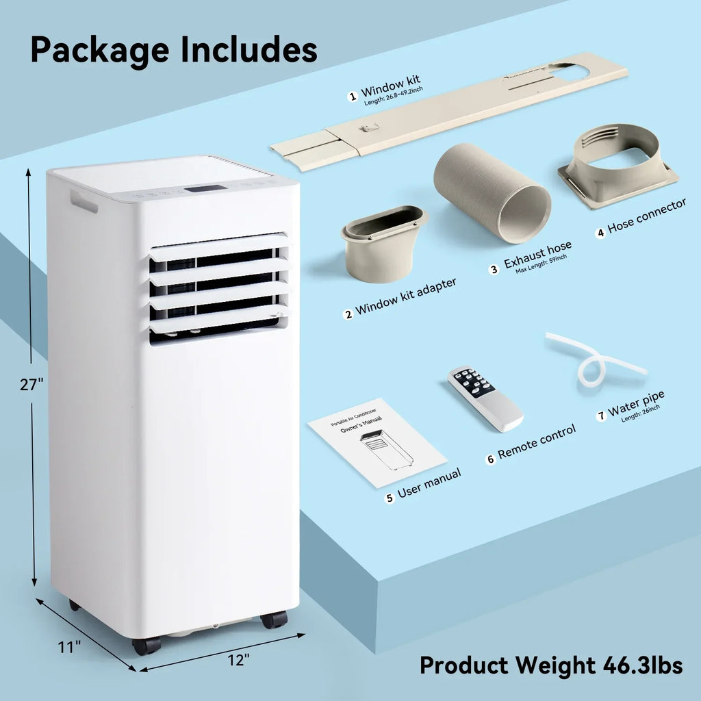 2026 NewBapipro 10,000 BTU Smart Portable AC - WiFi/Remote, 4-in-1 for 300 Sq.Ft, 24H Timer, Window Kit, "55dB, ETL Certified