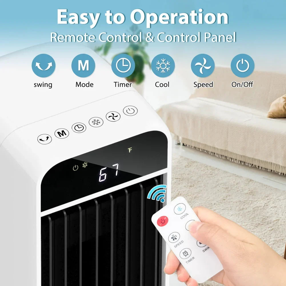 2026 New3-in-1 Evaporative Air Cooler LifePlus Portable Tower Cooling Fan Oscillating Swamp Cooler 41.5" White