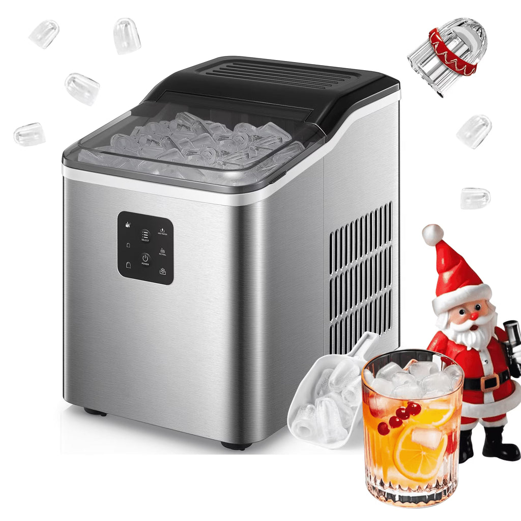 2026 NewStainless Steel Ice Makers Countertop 30lbs in 24h, 9 Bullet Cubes in 5 Mins, 2 Sizes, Self-Clean, FOHERE