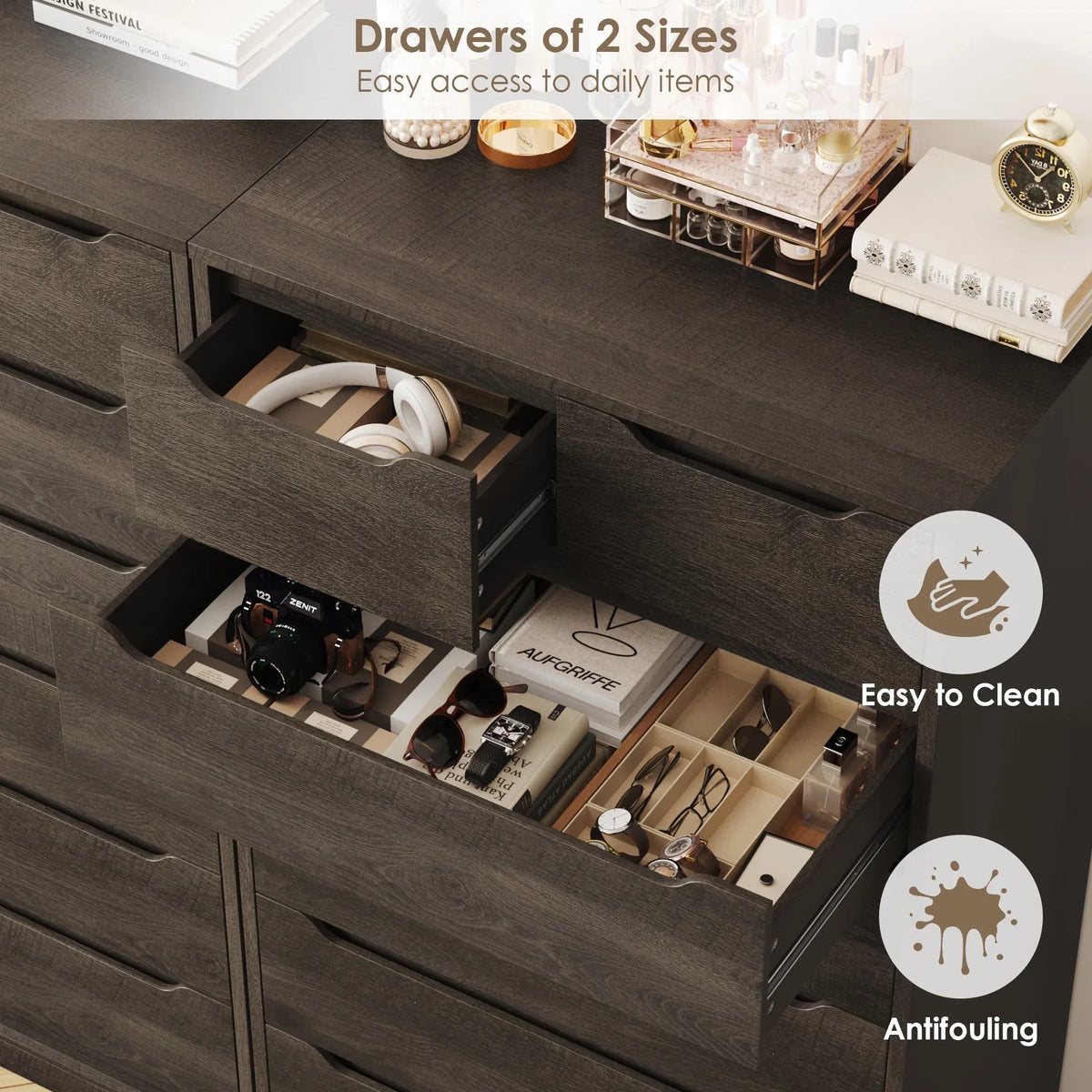 2026 NewHomfa 7 Drawer White Dresser, 51.3"H Wood Storage Cabinet with Upgraded Stable Base, Vertical Chest for Bedroom Living Room