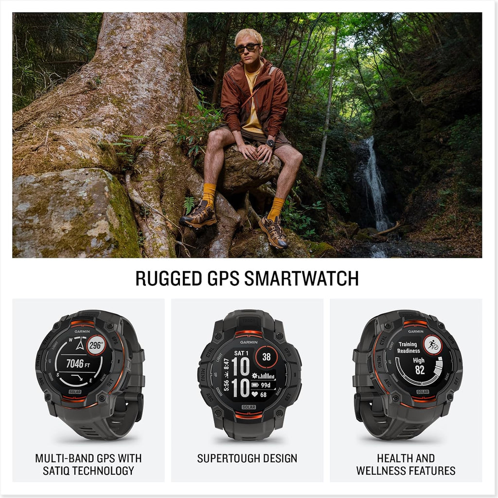 2026 Garmin Instinct 3 GPS 50 mm Reloj inteligente solar, bisel negro