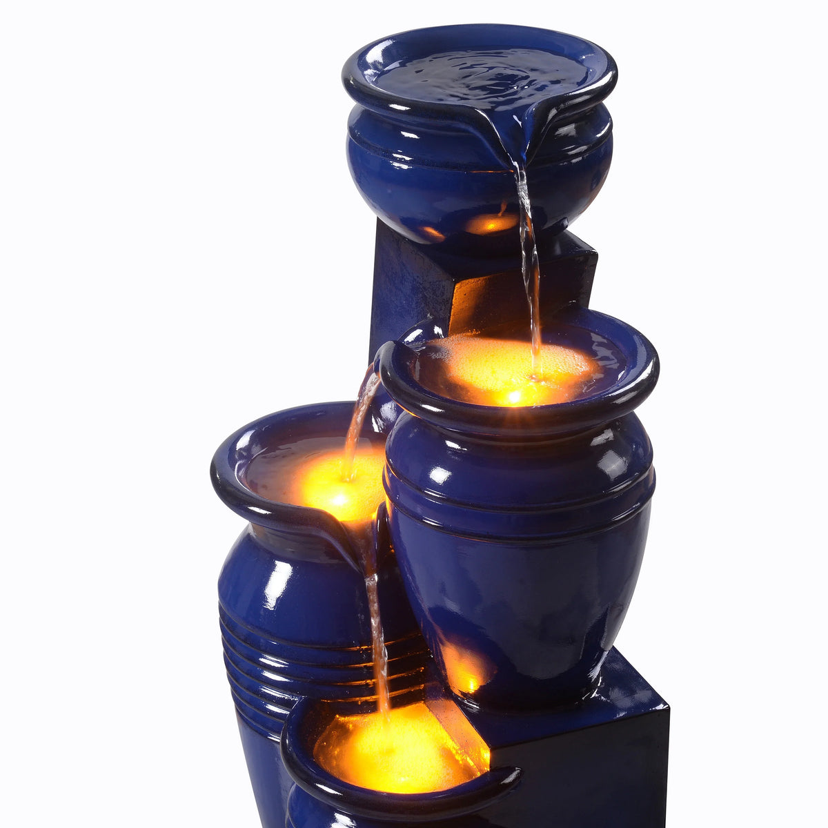 2026 NewTeamson Home 28.74" Solar Water Fountain with LED Lights, Navy