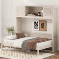 2026 Cama abatible tamaño Full con armarios de almacenamiento y estructura de madera, beige