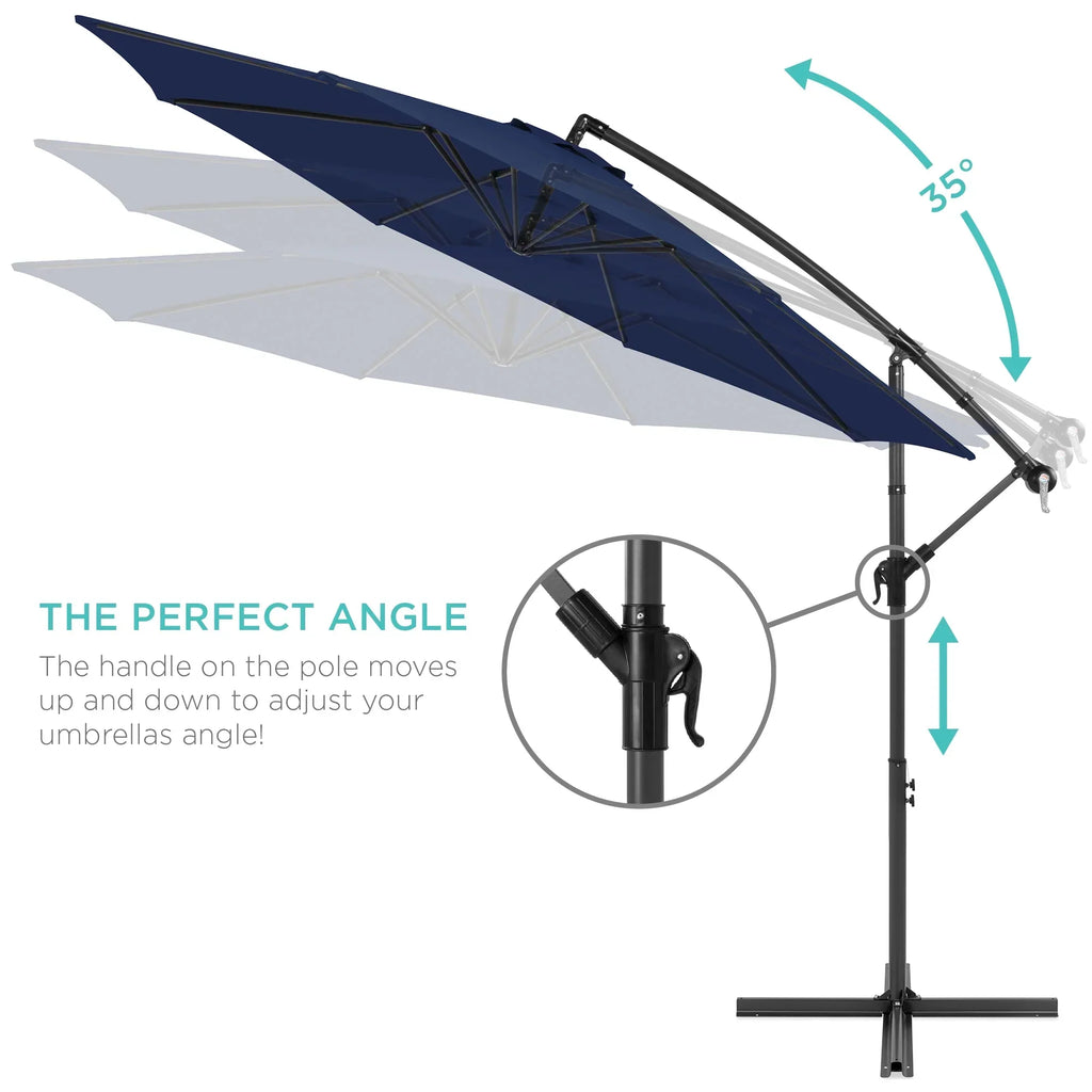 2026 NewBest Choice Products 10ft Offset Hanging Outdoor Market Patio Umbrella w/ Easy Tilt Adjustment - Tan