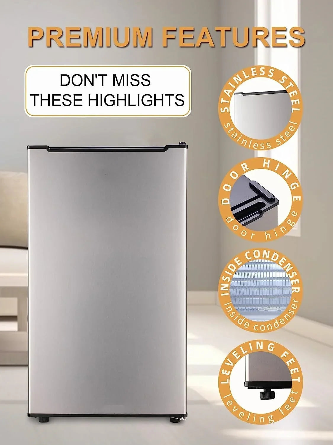 2026 NewUpright Freezer, 3.0 Cu.ft Compact Upright Freezer with Adjustable Thermostat, Mini Freezer with Reversible Stainless Steel Single Door, Silver