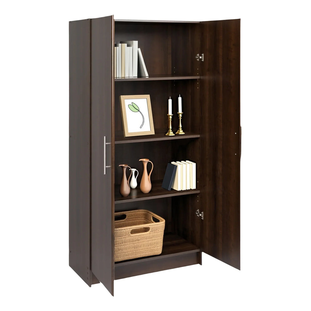 2026 NewPrepac Adjustable Shelves Cabinet - Functional Tall Garage Table, 16"D x 32"W x 65"H Freestanding Garage Cabinet with 2-Doors, Espresso - EES-3264