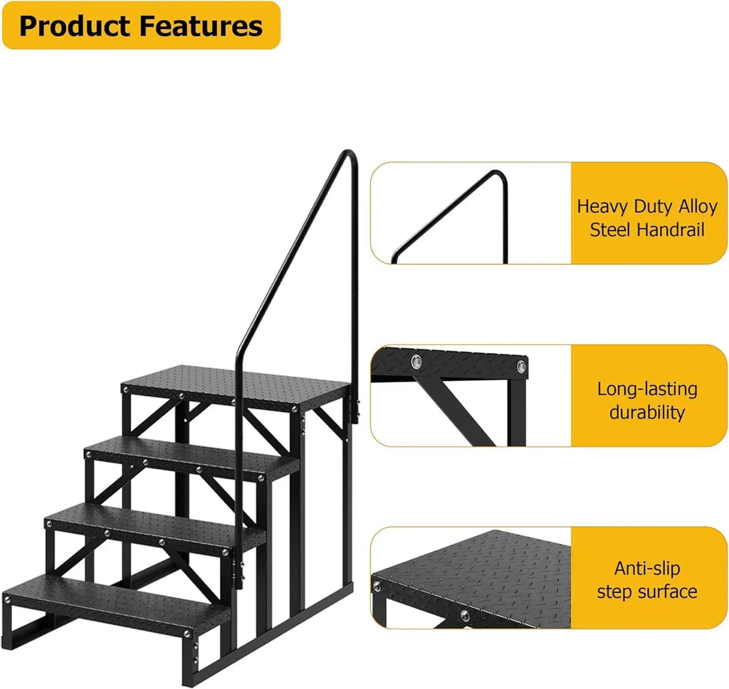 2026 NewGarvee 3 Steps Anti-Slip RV Steps, 26.7 in x 47.9 in, Alloy Steel