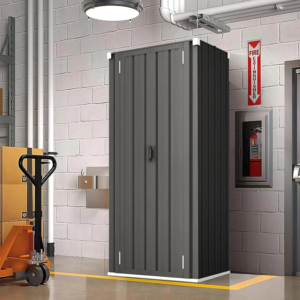 2026 NewAECOJOY Outdoor Storage Cabinet for Garden & Patio, a Metal Organizer with Doors and Shelves in Gray