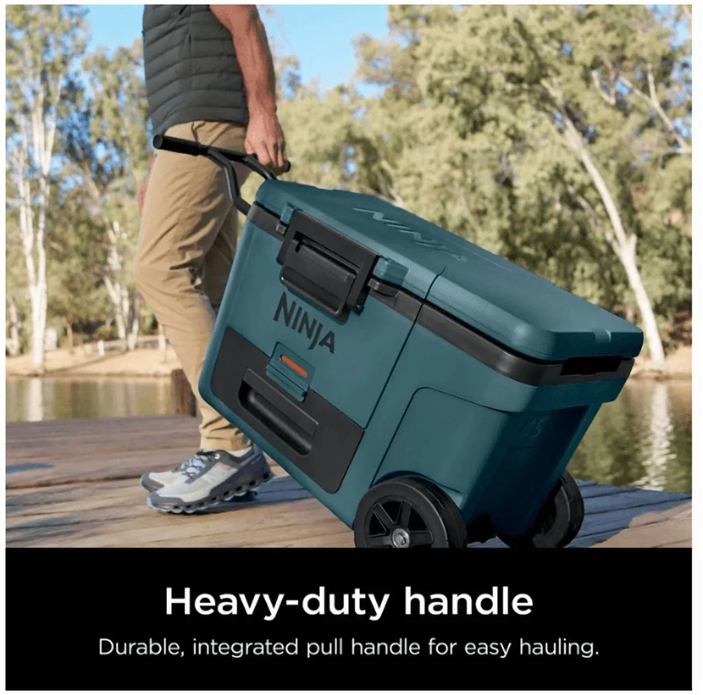2026 NewNinja | Cooler | FrostVault 45QT Cooler with Wheels | Insulated with Temp Dry Storage Drawer | Keeps Ice Cold for Days | for The Beach, Camping, Picnics & More | Ocean Blue | FB245AOB