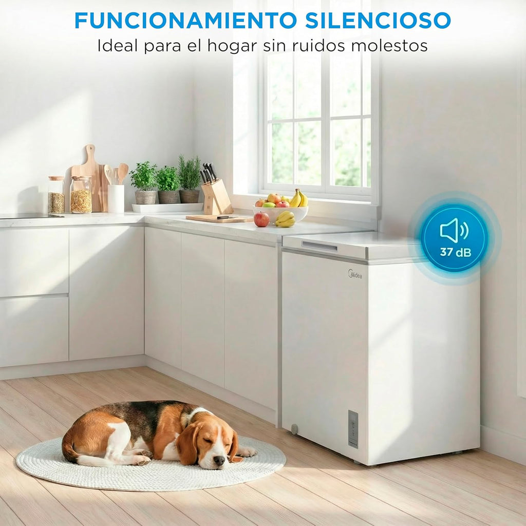 2026 MIDEA Arcon Congelador Pequeño de 143L | Congelador Horizontal Convertible a Frigorífico con Motor Inverter, Control Electrónico de Temperatura, Cestas con Asa | Arcón Silencioso 37 db Bajo Consumo