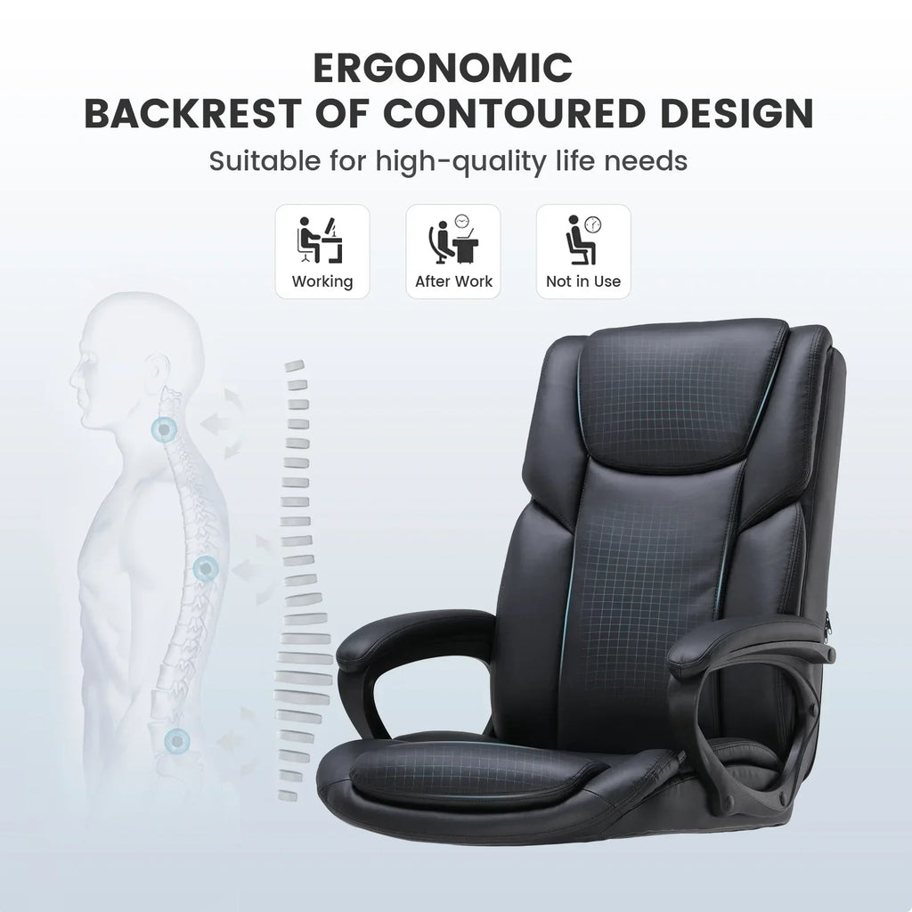2026 NewMainstays Executive Ergonomic High Back Leather Home Office Desk Chair, Black