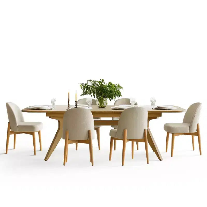 2026 Juego de comedor de 7 piezas con mesa extensible 78–96" y 6 sillas tapizadas - Panipeachy
