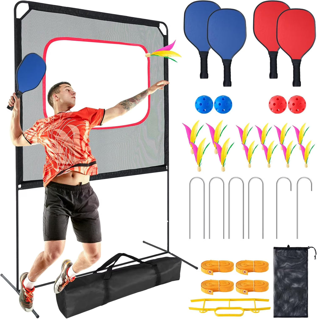 2026 NewSlsy Portable Pickleball with Net, A Racket Game That Combines Pickleball, Badminton, Jianzi, and Tennis, Backyard Games Sport Outdoor Indoor, Fun Games for Kids & Adults