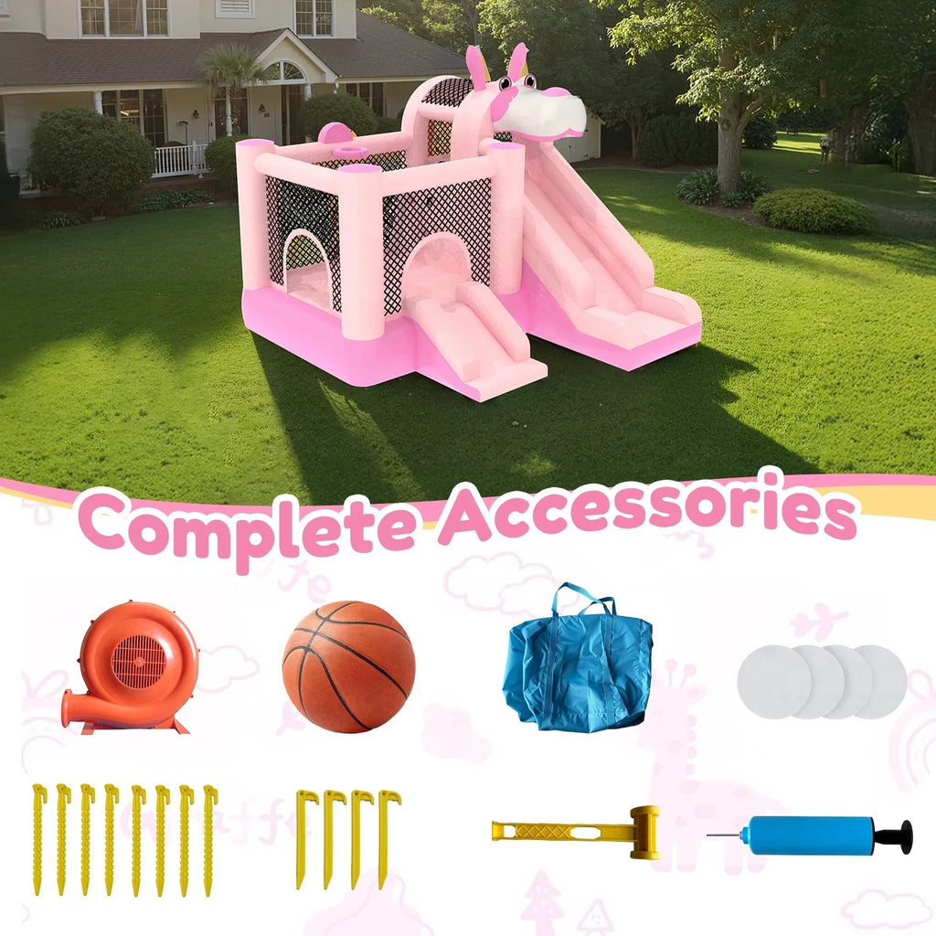 2026 NewMukidy 114''x 114'' x 92.5'' Inflatable Bounce Houses for Kids 3-10 with Blower Double Slide and Ball Pit/Indoor Bouncy House, PVC, Child, Teen, Toddler"Blue