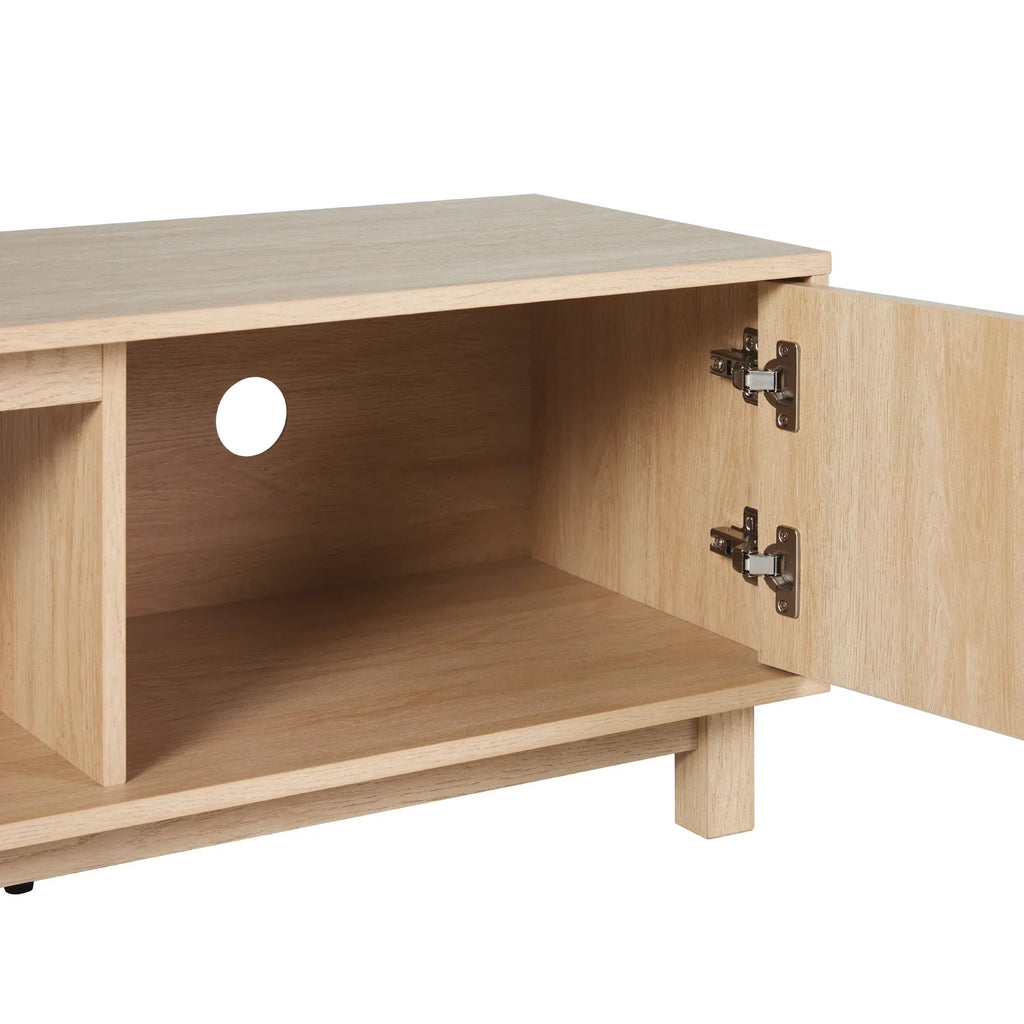 2026 NewWalker Edison Mid-Century Modern Reeded 2-Door TV Stand for TVs up to 80", Coastal Oak
