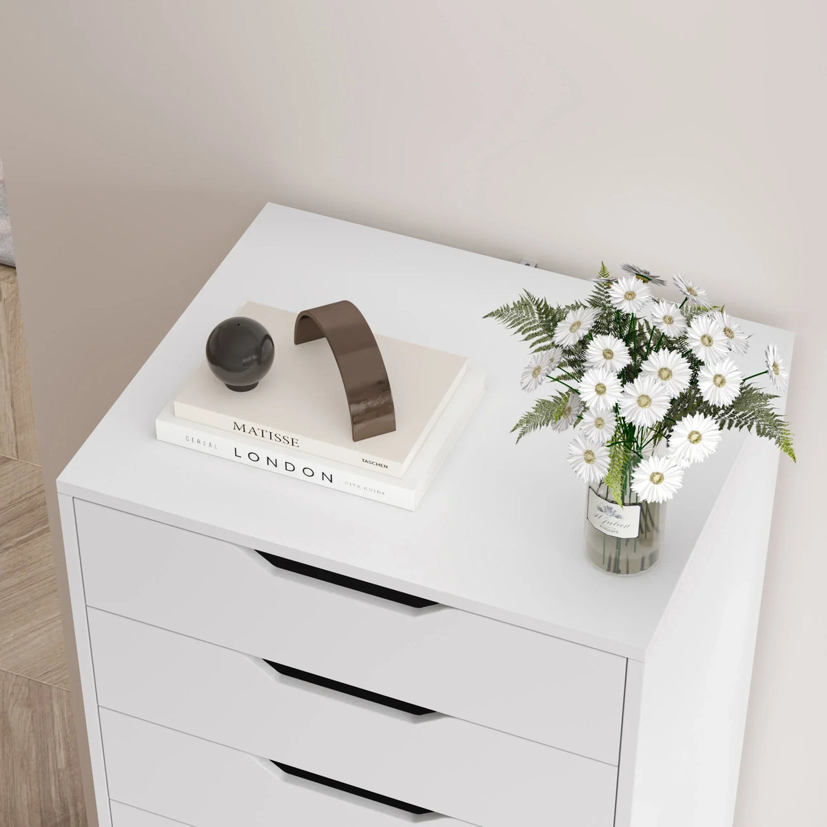 2026 NewHomfa Vertical 8 Drawer Dresser, 44.5""H Modern Drawers Dresser for Bedroom Living Room, White