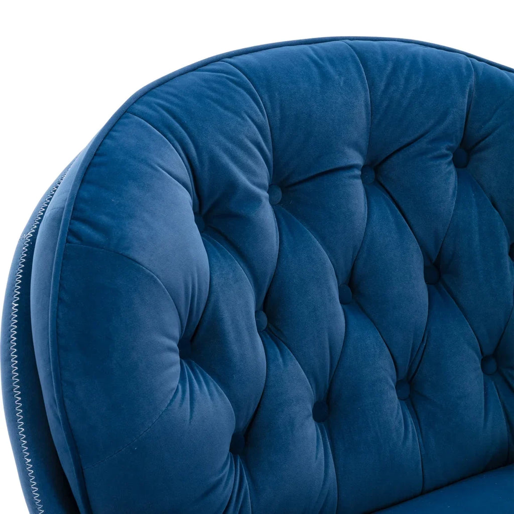 2026 NewVelvet Swivel Accent Chair with Ottoman, Modern Chaise Lounge Chair with Metal Frame and Footstool, Comfy Armchair Reading Chair for Living Room Bedroom Office,Blue