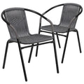 2026 NewEmma + Oliver Indoor/Outdoor Stacking Rattan Restaurant Patio Chairs, Set of 2, Gray