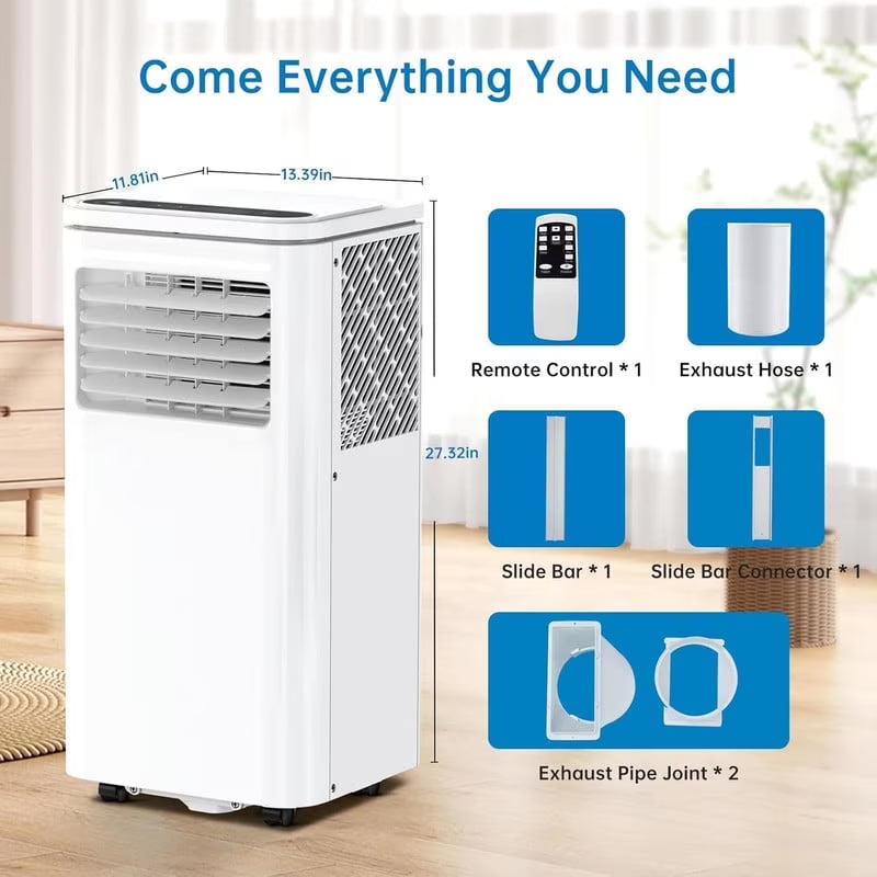 2026 New10000 BTU Portable Air Conditioner, 4-In-1 (Cool/Dehumidify/Fan) With Remote, LED Touch Control & 24H Timer & Window Mount Kit, Air Conditioners Cools Rooms Up to 450 Sq.Ft for Home, Office Room