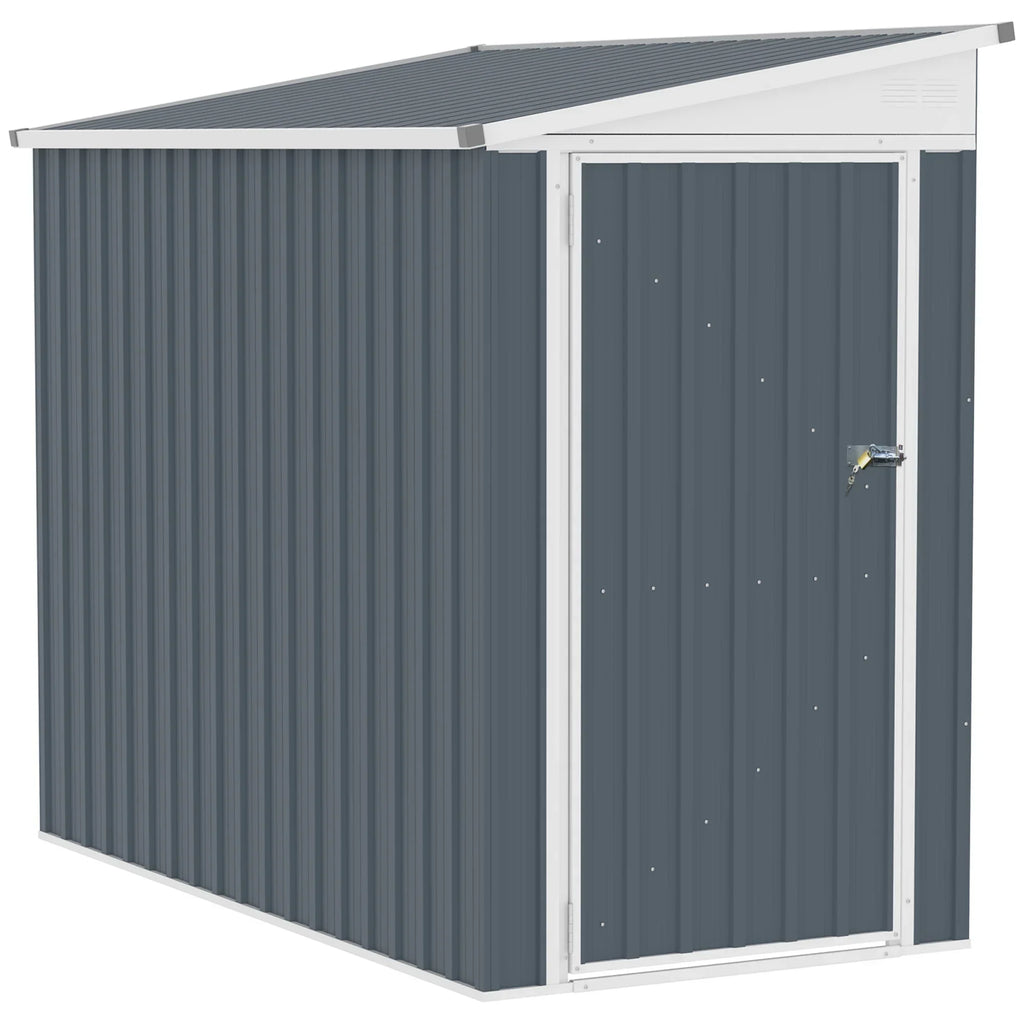 2026 NewOutsunny 4' x 7.6' Storage Shed, Galvanized, Locking, Gray