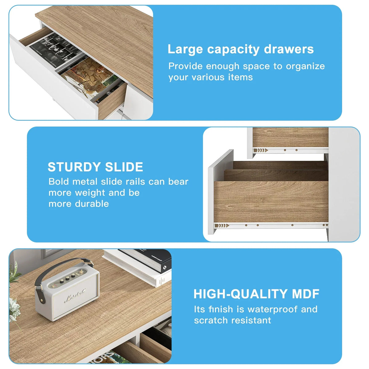 2026 NewResenkos Modern Mid Century 6 Drawer Wide Dressers Chests for Bedroom, Chest of Drawer Organizer Grey