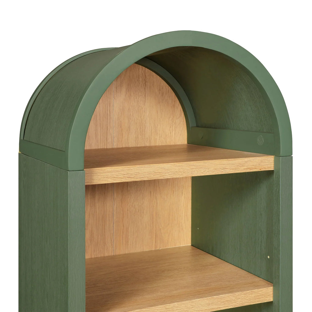 2026 NewBetter Homes & Gardens Juliet Narrow Arch Bookcase, Deep Green and Light Honey