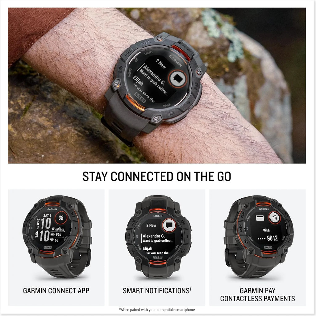 2026 Garmin Instinct 3 GPS 50 mm Reloj inteligente solar, bisel negro