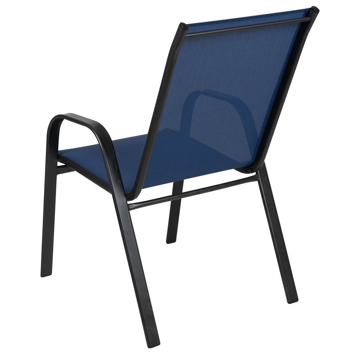 2026 NewBizChair 5 Pack Black Outdoor Stack Chair with Flex Comfort Material and Metal Frame