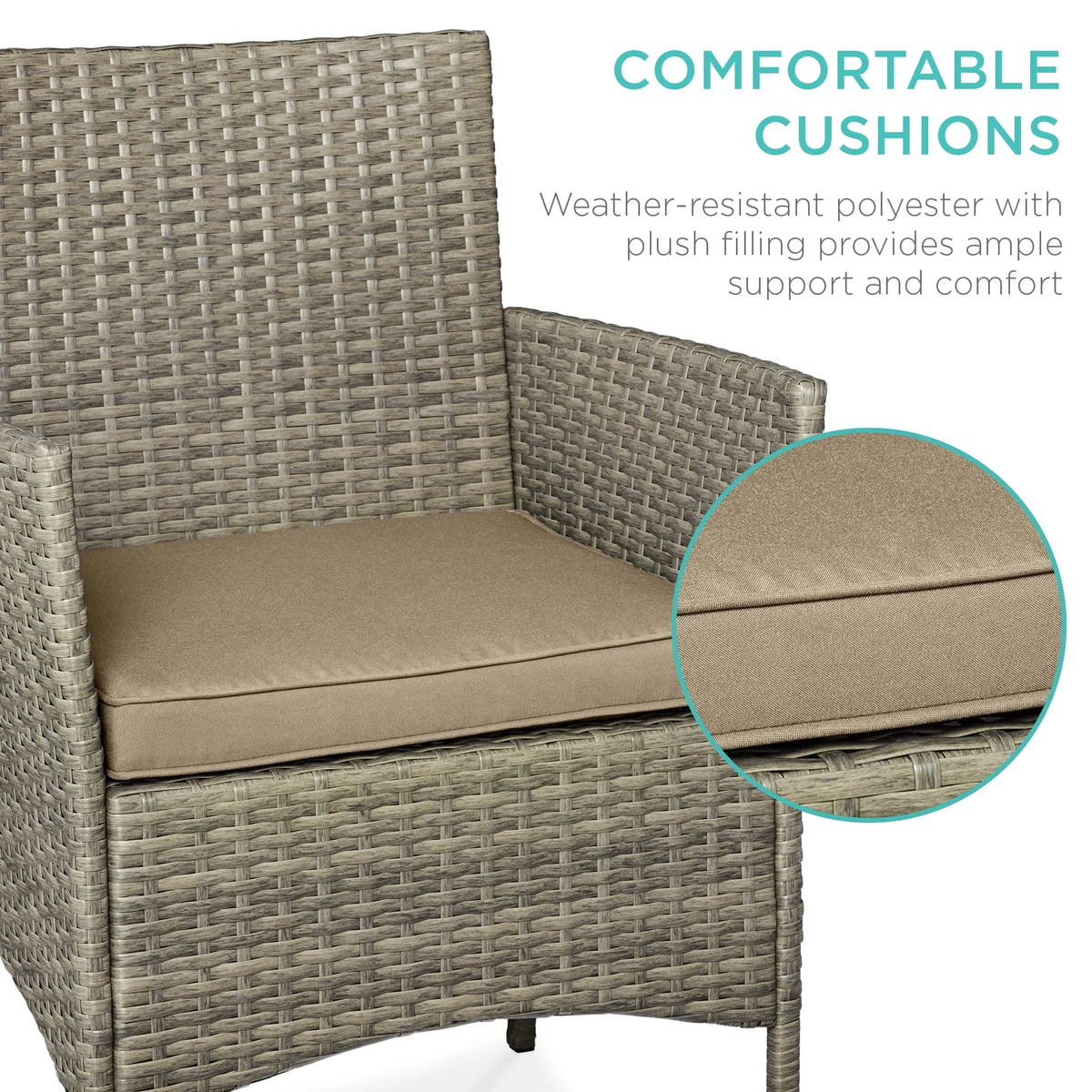2026 NewBest Choice Products 3-Piece Outdoor Wicker Conversation Patio Bistro Set, w/ 2 Chairs, Table - Gray/Navy