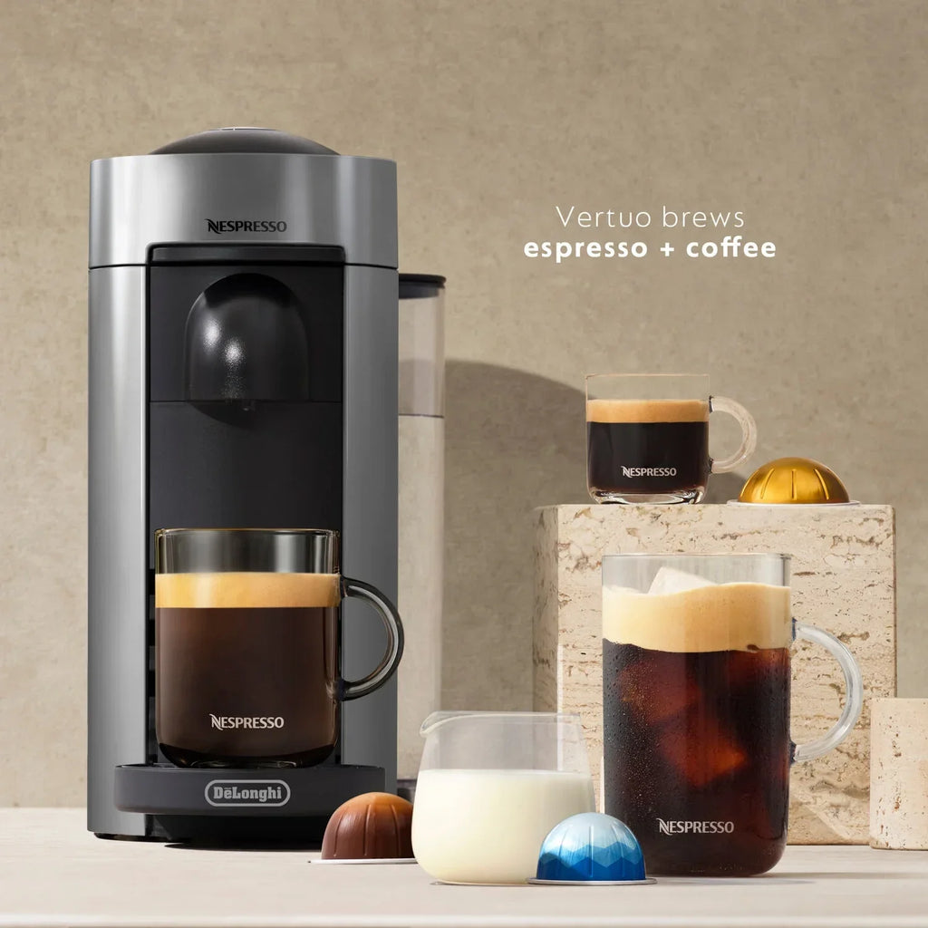 2026 NewNespresso New Vertuo Plus Coffee and Espresso Machine by De'Longhi with Aerocinno, Gray, Single-Serve Brewers