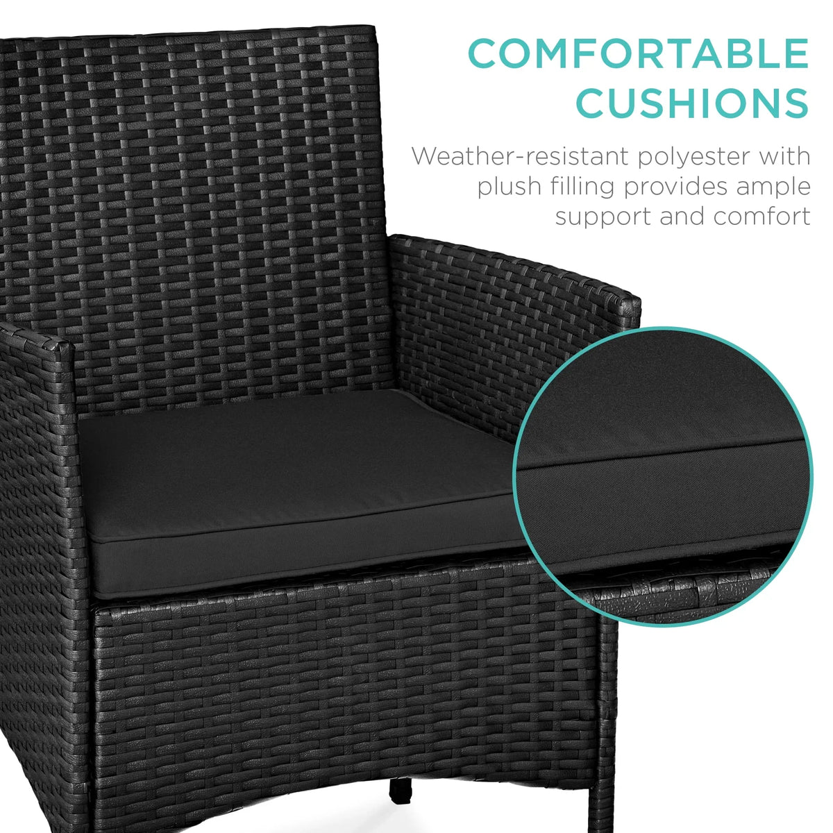 2026 NewBest Choice Products 3-Piece Outdoor Wicker Conversation Patio Bistro Set, w/ 2 Chairs, Table - Gray/Navy