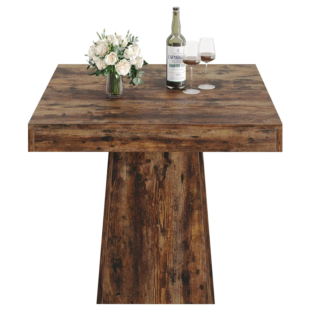2026 NewTribesigns Square Dining Table for 4, 31.5-Inch Kitchen Table Small Dinner Table with Sturdy Pedestal Base, Farmhouse Dining Room Table for Home Dining Room, Living Room, Kitchen, Vintage Brown