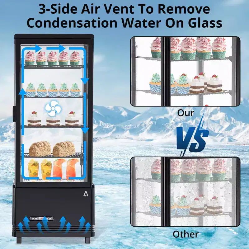 2026 Vitrina refrigerada de sobremesa para tartas, blanca, 3 niveles, 2,4 pies³