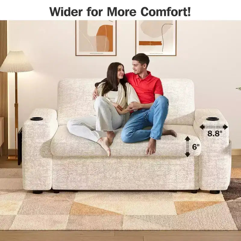 2026 Dyonery Sofá cama 4 en 1 de 65,5" con respaldos ajustables, carga USB/Type-C, portavasos y bolsillos, verde