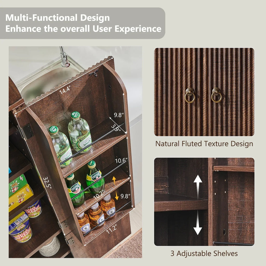 2026 NewIFGET 71" Tall Arched Kitchen Pantry Storage Cabinet, Large Storage Cabinet with Adjustable Shelves, Pantry Cabinet for Kitchen, Dining Room