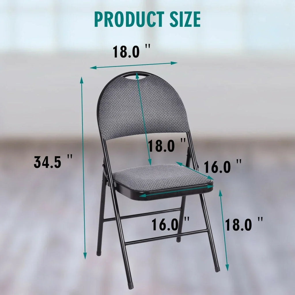 2026 NewCostway Set of 6 Folding Chairs Fabric Upholstered Padded Seat Metal Frame Home Office Beige