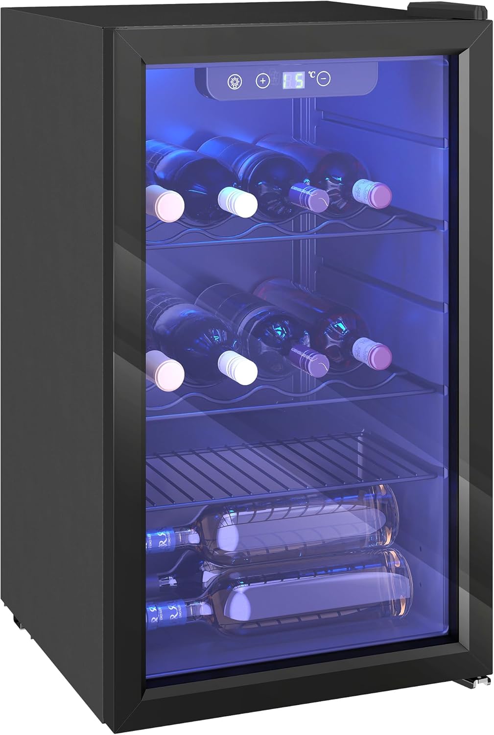 2026 Vinoteca HOMCOM para 24 botellas, 68 litros, mueble pequeño para vinos, enfriador de bebidas/botellas con puerta de doble cristal, 4-16 °C, iluminación LED, pantalla táctil digital, nevera para vinos, color negro.