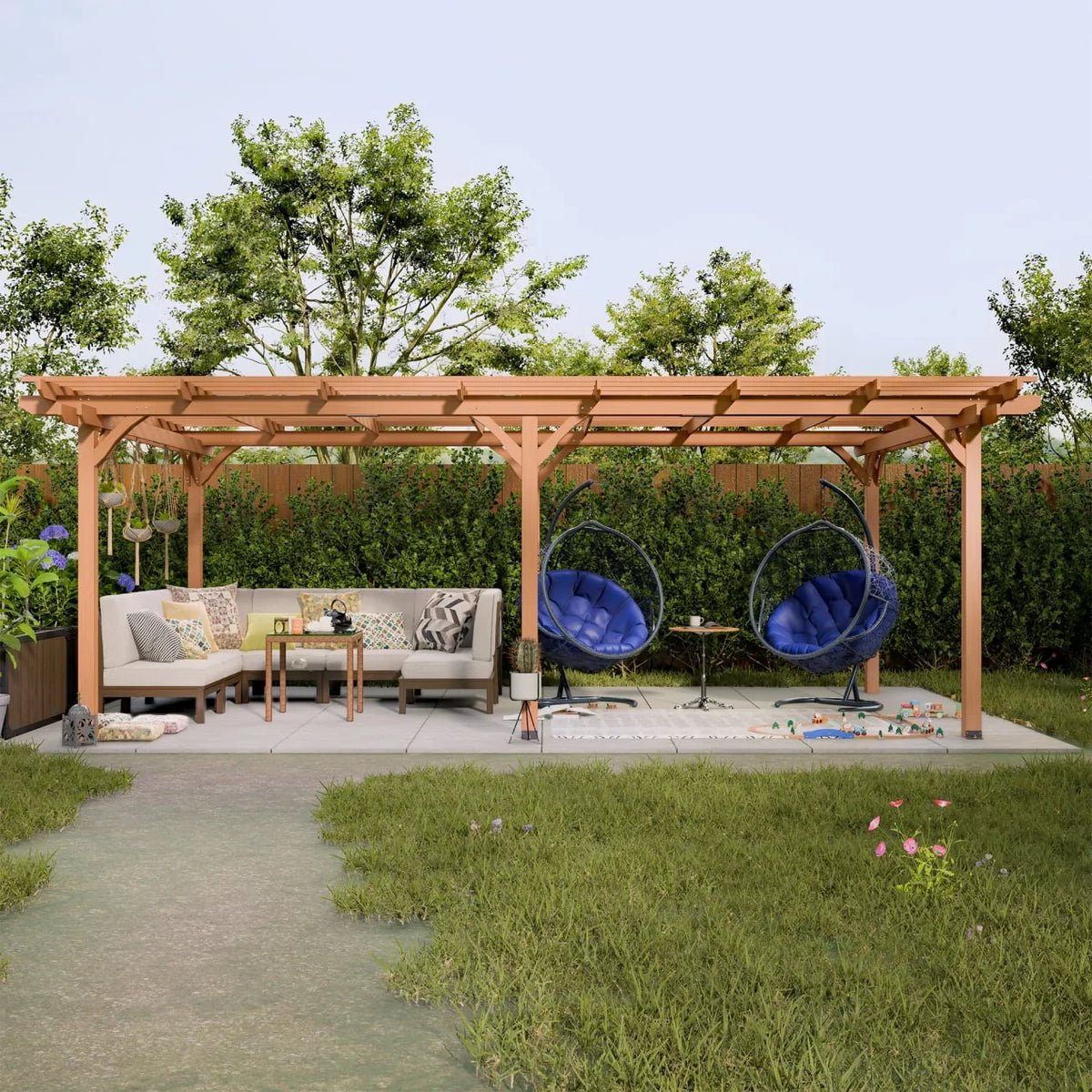 2026 New12 x 10 FT Outdoor Pergola, Wooden Pergola Gazebo with Climbing Plant Support and Waterproof, for Patio Porch Garden Backyard, Brown