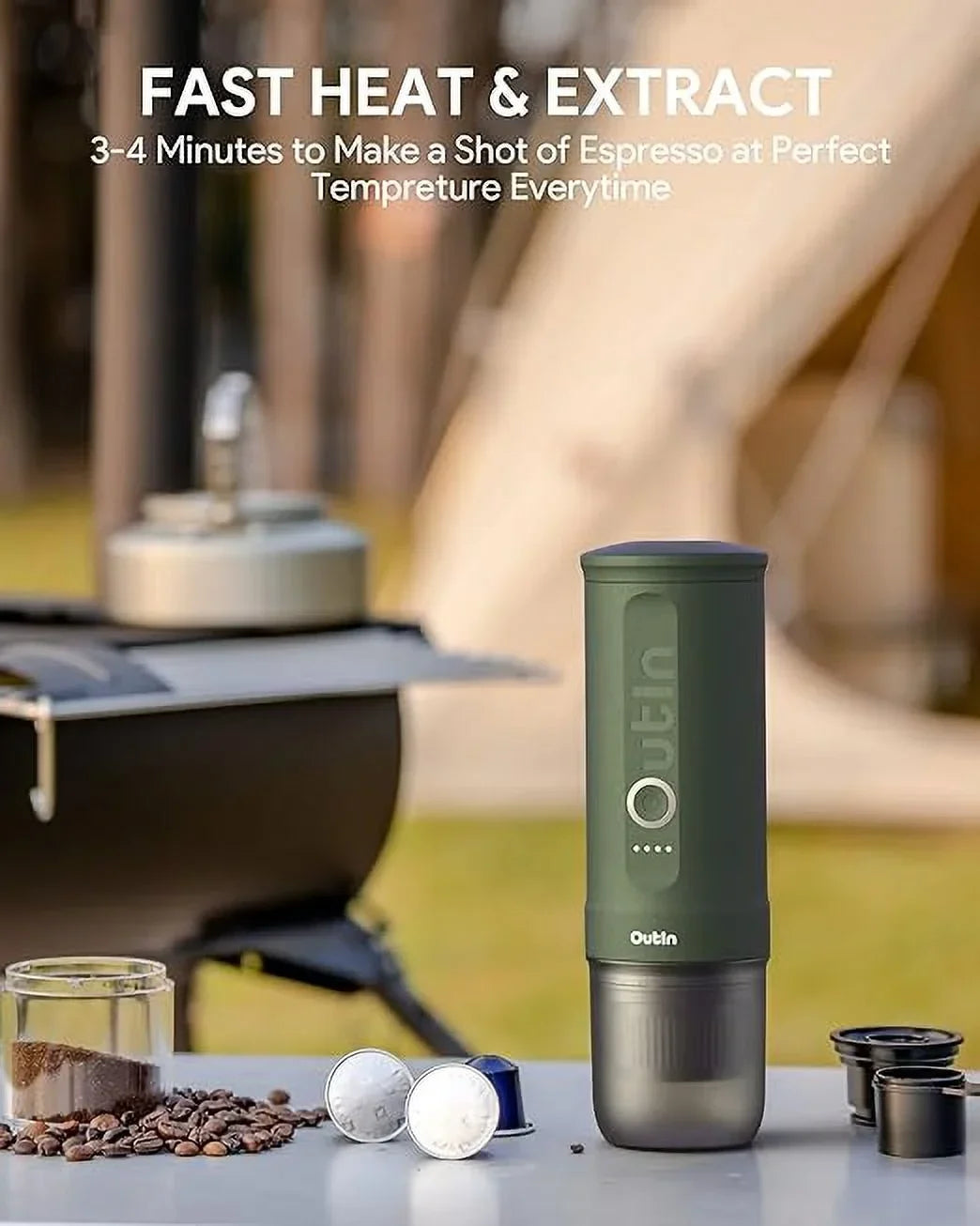 2026 NewNano Portable Electric Espresso Machine: 20 Bar, 3-4 Min Self-Heating, Mini 12V/24V Car Coffee Maker with NS Capsule & Ground Options - Ideal for Camping, Travel, RV, Hiking, Office (Space Grey)