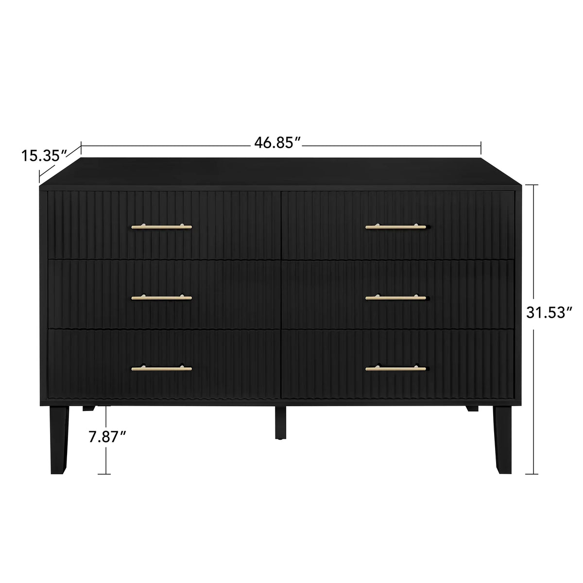 2026 NewFluted 6 Drawers Dresser, Wide Modern Chest of Drawers, 6 Drawer Double Dresser