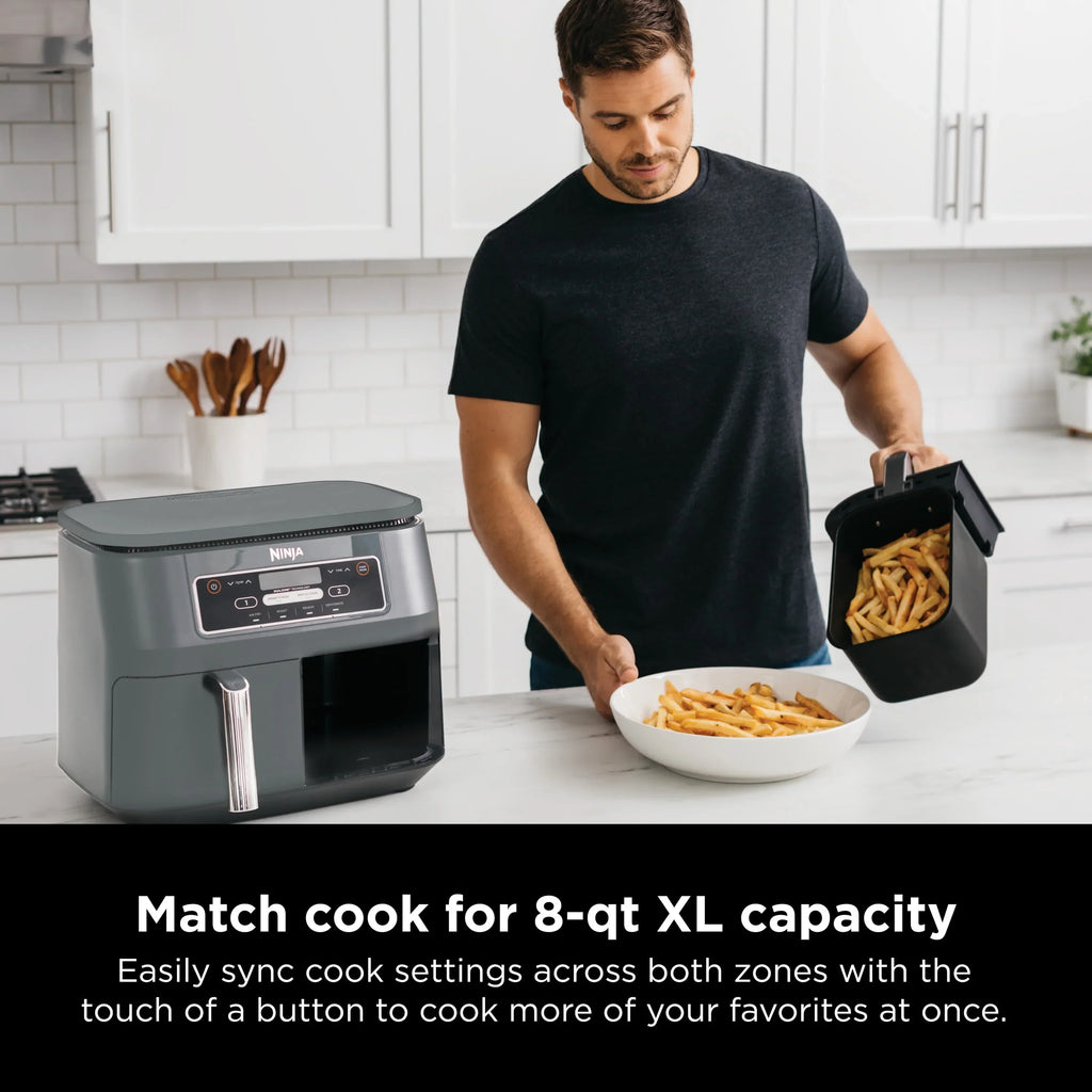 2026 NewNinja Foodi 4 in1 8-Quart. 2 Basket Air Fryer with DualZone Technology Air Fry, Roast, and More, DZ100WM