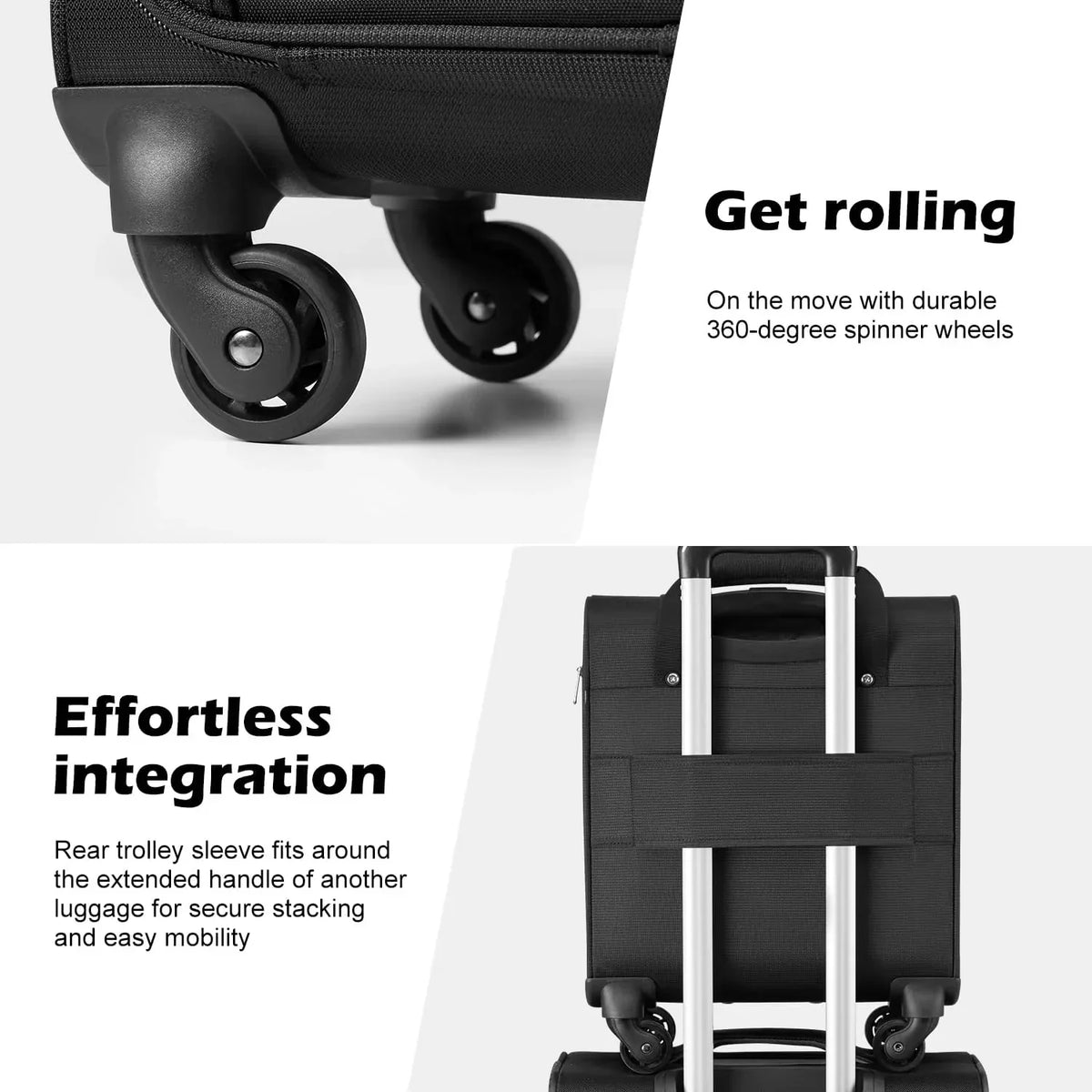 2026 NewUnderseat Carry On Luggage Softside Lightweight Rolling Travel Bag Spinner Suitcase