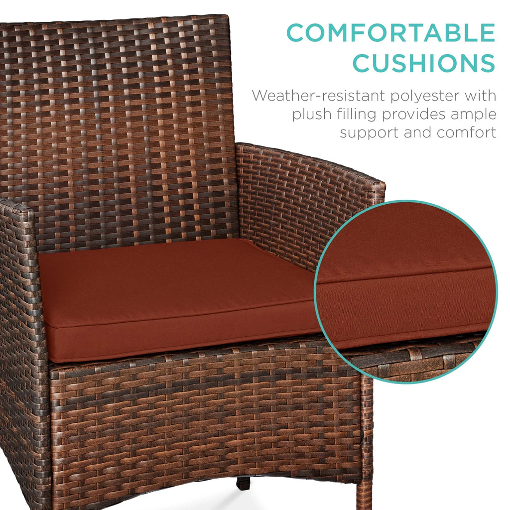 2026 NewBest Choice Products 3-Piece Outdoor Wicker Conversation Patio Bistro Set, w/ 2 Chairs, Table - Gray/Navy