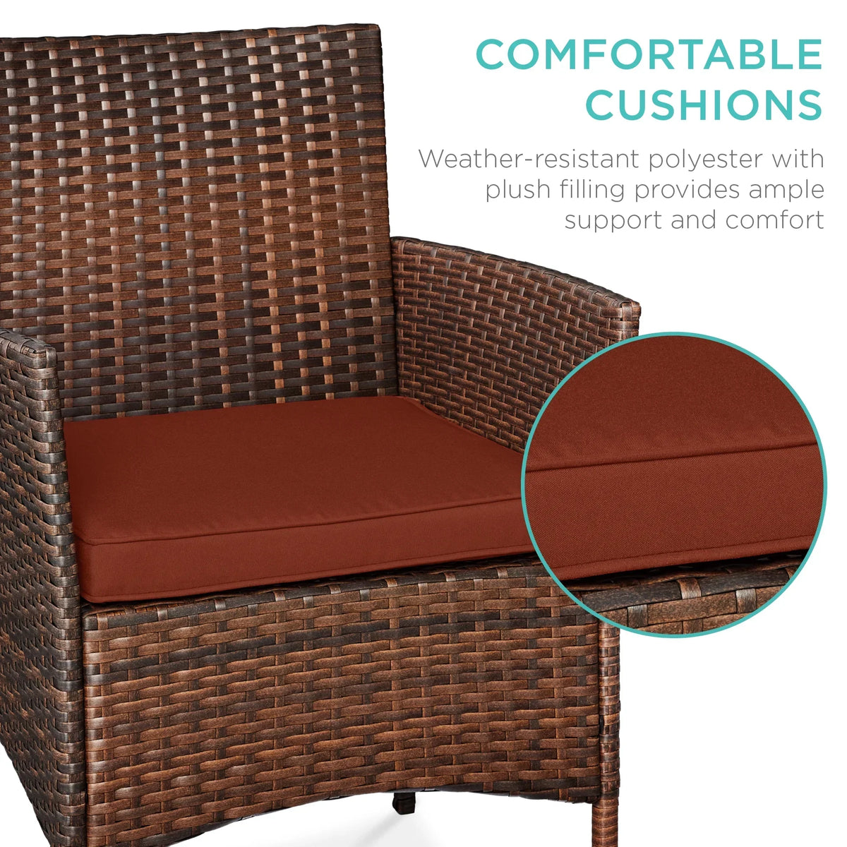 2026 NewBest Choice Products 3-Piece Outdoor Wicker Conversation Patio Bistro Set, w/ 2 Chairs, Table - Gray/Navy