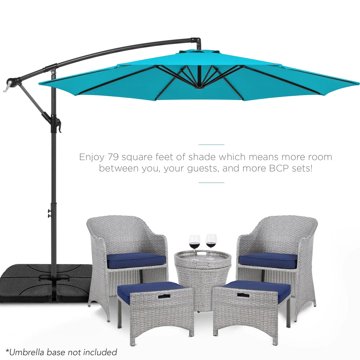 2026 NewBest Choice Products 10ft Offset Hanging Outdoor Market Patio Umbrella w/ Easy Tilt Adjustment - Tan