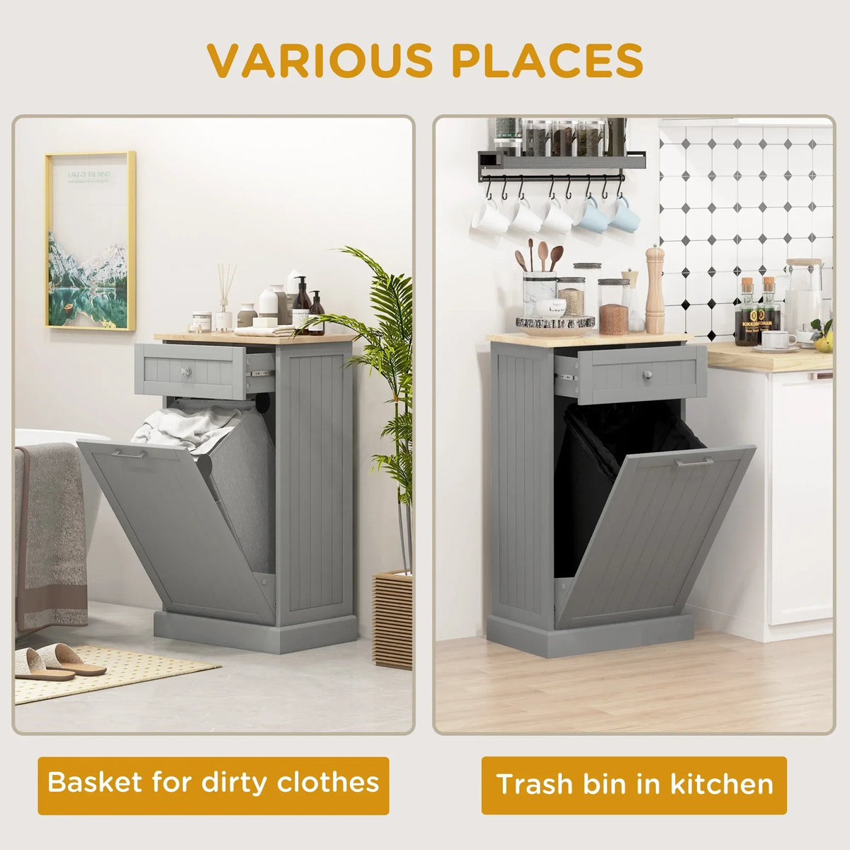 2026 NewHOMCOM Kitchen Tilt Out Trash Bin Cabinet, Free Standing Recycling Cabinet