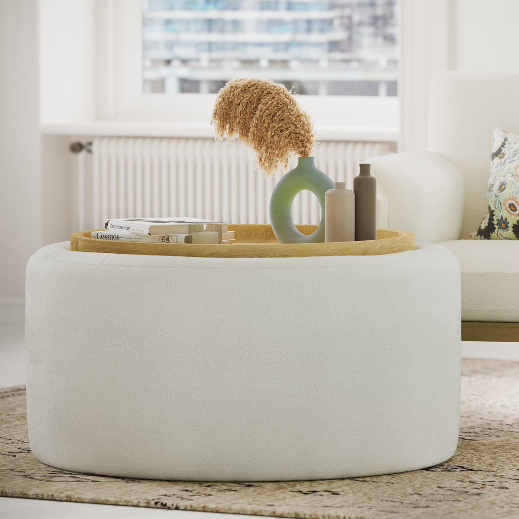 2026 NewBeautiful Drew Stowaway Coffee Table with Storage by Drew Barrymore, Cream