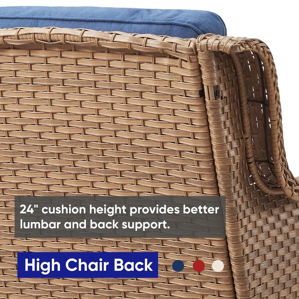 2026 NewPOCASSY 3 Piece Patio Set Outdoor Wicker Glider Rocking and Swivel Chairs with Cushions