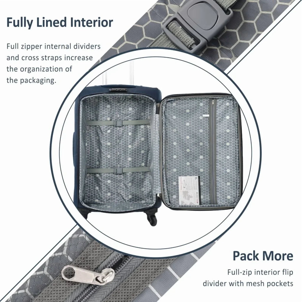 2026 NewSoftside Luggage Expandable 3 Piece Set Suitcase Upright Spinner Softshell Lightweight Luggage Travel Set